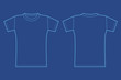 Blank blue t-shirt template. Front and back view.