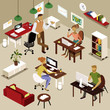 Isometric Office People in grayish colors