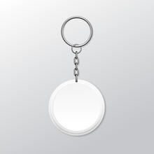 Blank Round Keychain With Ring And Chain For Key