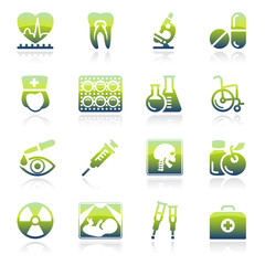 Poster - Medicine green icons.