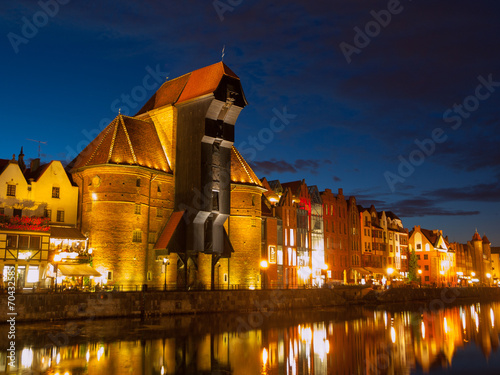 Nowoczesny obraz na płótnie Gdansk crane by night