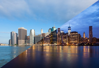 Wall Mural - Montage of Manhattan skyline night to day - New york - USA