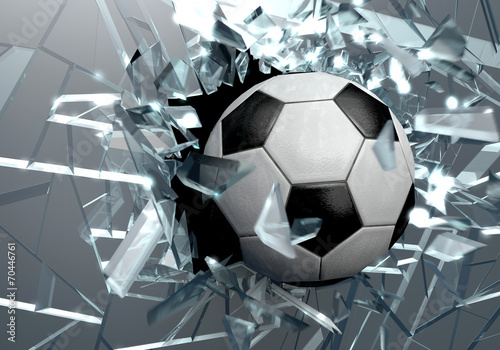 Naklejka na kafelki Broken glass 3D Soccer Ball