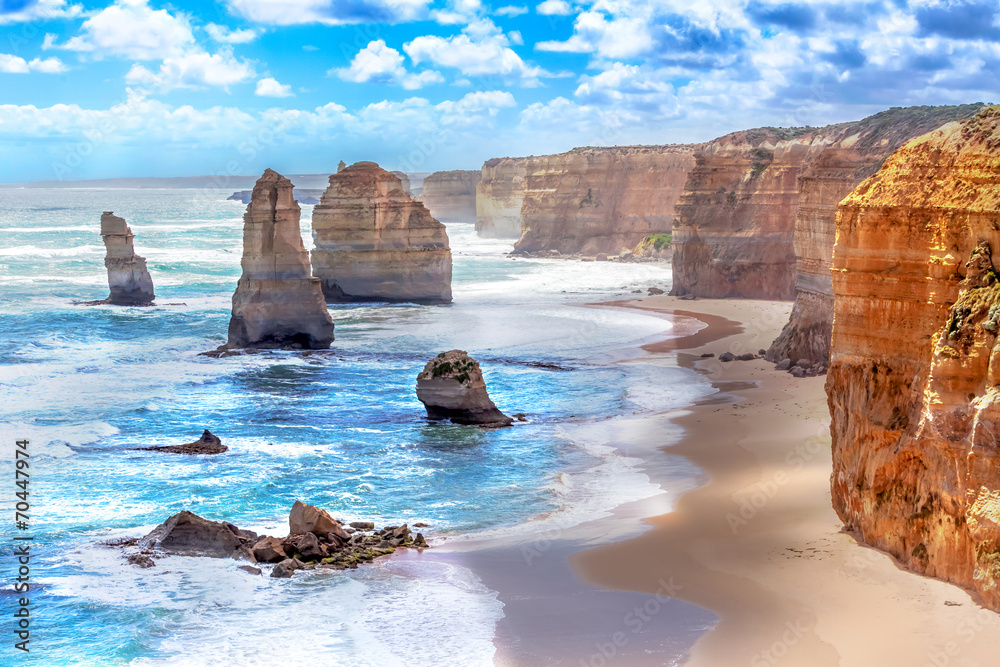 Twelve Apostles along the Great Ocean Road in Australia - obrazy, fototapety, plakaty 