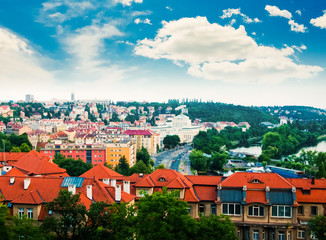 Wall Mural - view of Prague city from Vysehrad hill