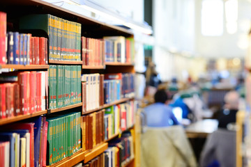 Public library, shallow DOF.