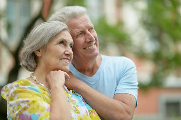 Mature couple walking in town