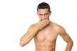 © petrdlouhy - Athlete young man having cough on isolated background