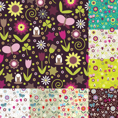 Sticker - Set of summer seamless backgrounds