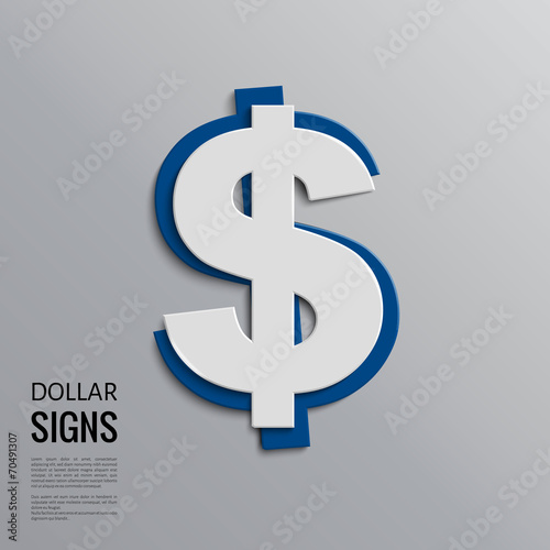 Fotografia, Obraz Vector dollar sign on grey background.