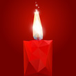 Polygonal red burning candle