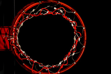 Wall Mural - Basketball hoop on  black background with light effect