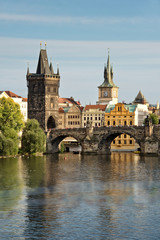 Wall Mural - Vltava river and Charles bridge, Prague, Czech republic