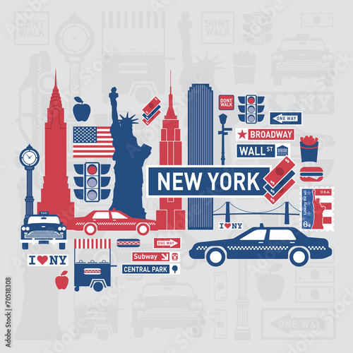 Plakat New York  wektor-zestaw-miasta-nowy-jork