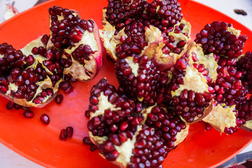 Sticker - Pomegranates at the Market.  Fresh farmer's market pomegranates.