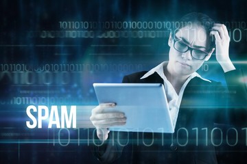 Aufkleber - Spam against blue technology design with binary code