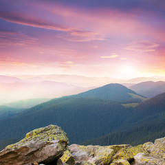 Wall Mural - red majestic sunrise over the mountains