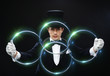 magician showing trick with linking rings