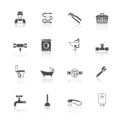 Poster - Plumbing icons set