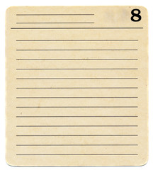 ancient   index card paper  with lines and number 8 background