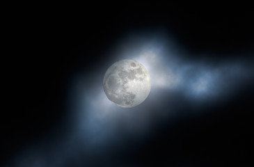 Wall Mural - Foggy full moon night