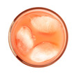 Studio shot grapefruit juice, ice cubes isolated white