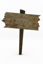 Wooden Sign With Worn Appearance And Bent Nails.