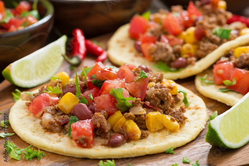 Vászonkép tortillas with chili con carne and tomato salsa