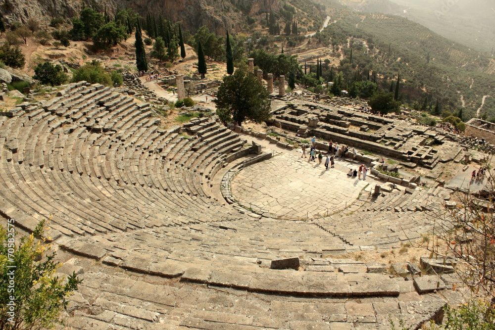Amphitheatre at Ancient Delphi Ruins Stock Photo | Adobe Stock