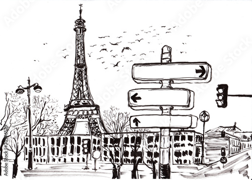 Nowoczesny obraz na płótnie hand draw paris