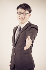 Wall Mural - Successful young business man of Asian, full length portrait iso