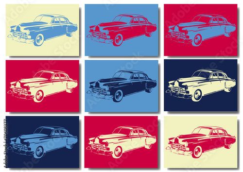 Obraz na plátně Voiture vinobraní pop