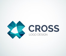 Cross Logo Design Made Of Color Pieces