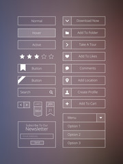 Wall Mural - outline web buttons set