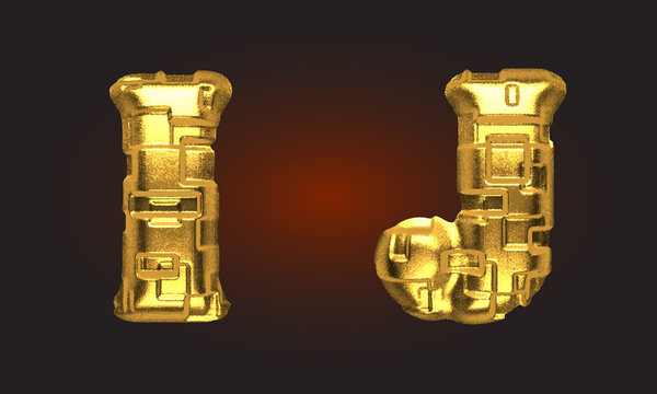vector golden alphabet letters set