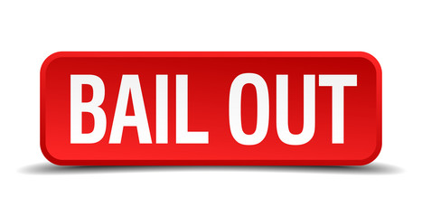 Wall Mural - bail out red square button isolated on white background