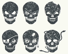 Grunge Skulls Icons.