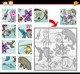 Wall Mural - cartoon animals jigsaw puzzle game