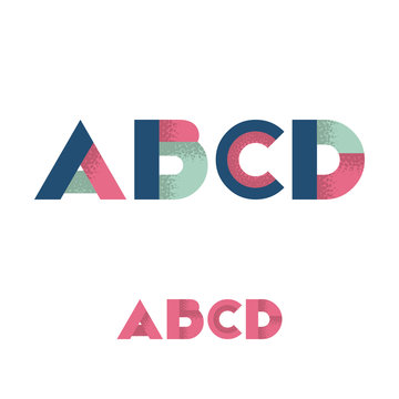 A B C D Modern Flat Alphabet with Noise Shadow