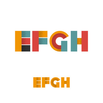 E F G H Modern Flat Alphabet with Noise Shadow