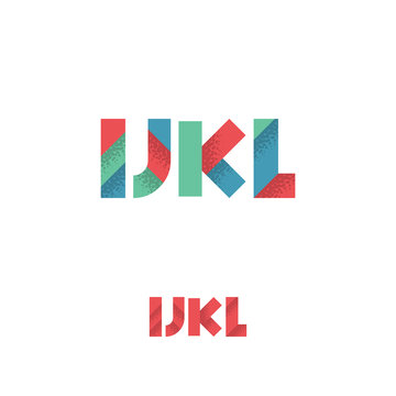 I J K L  Modern Flat Alphabet with Noise Shadow