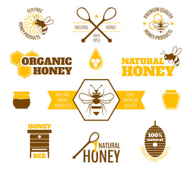 Poster - Bee honey label colored