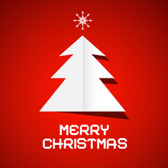 Poster - Red Vector Merry Christmas Background with Paper Tree