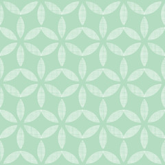 Wall Mural - Abstract textile mint green leaves geometric seamless pattern