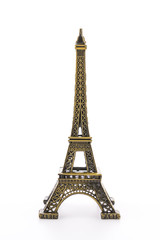 Eiffel Tower toy isolated on white background