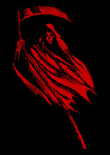 Sketch Illustration Of Grim Reaper On Black Background