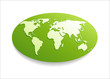 White Paper world map on green oval shape