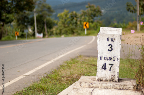 Fotografering Milestone on the road to Pai, Mae Hong Son, Thailand