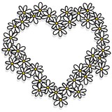 stokrotki obrys laurka serce na białym tle