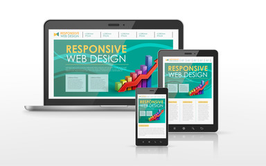 Wall Mural - responsive web design in laptop, tablet and smart phone